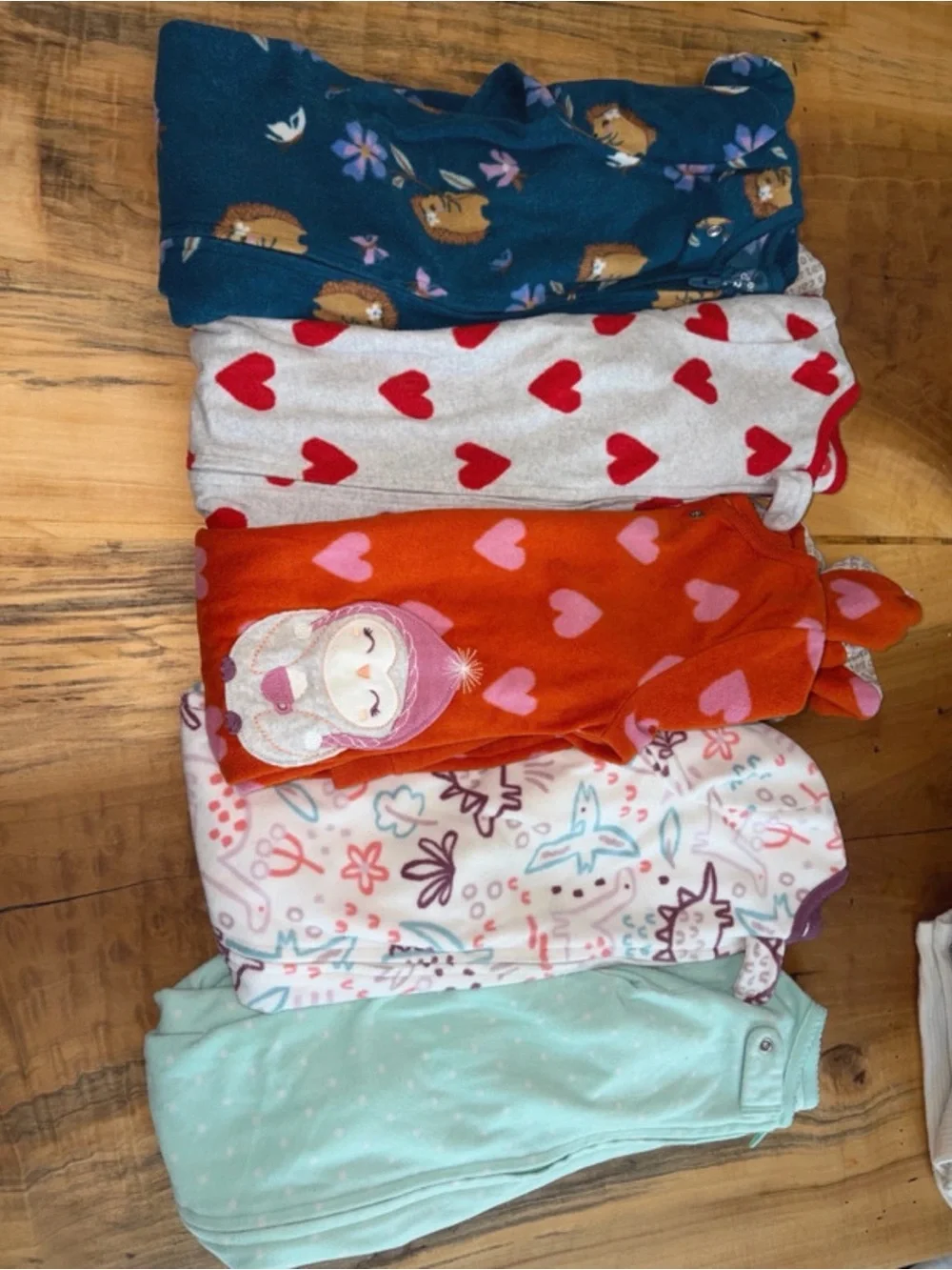 Carter's Girls' Heart & Pattern Zip-Up Fleece Pajama Sleepers - Assorted Colors